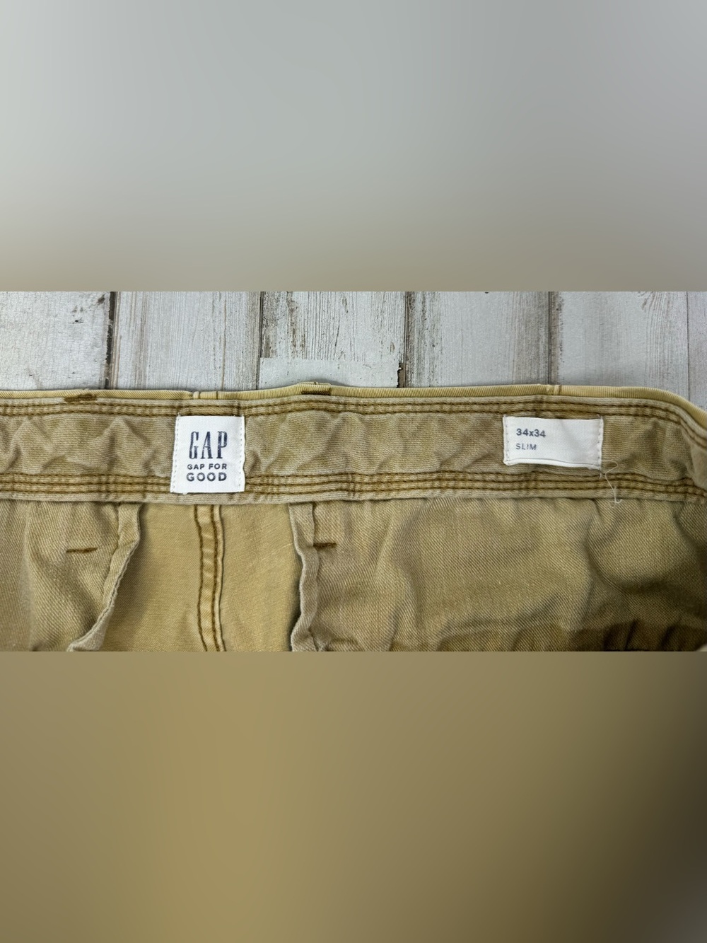 Gap Mens Slim Leg Pants Khaki Tab Size 36x33.5 Button Zip Close - Picture 4 of 11